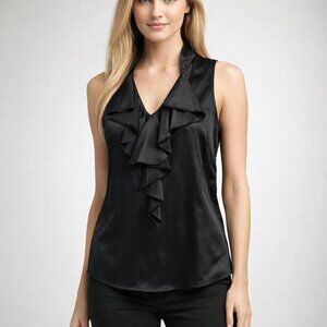 2/$30 White House Black Market Silk Ruffle Sleeveless Blouse XS #8656